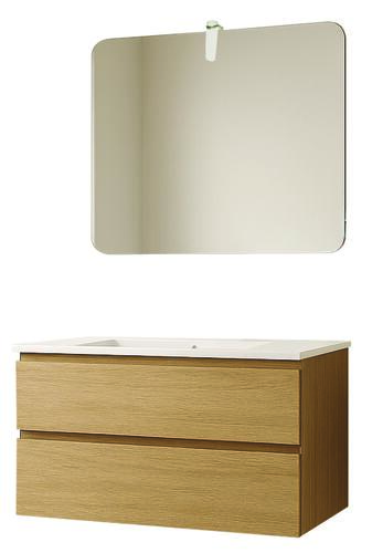 Meuble MILAN à suspendre 2 tiroirs 80 cm bois avec miroir