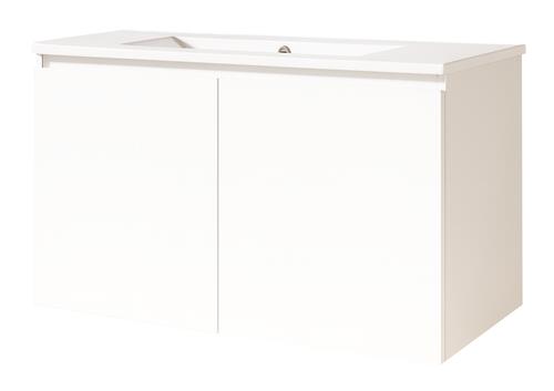 Meuble MILAN à suspendre 2 portes 80 cm blanc avec miroir