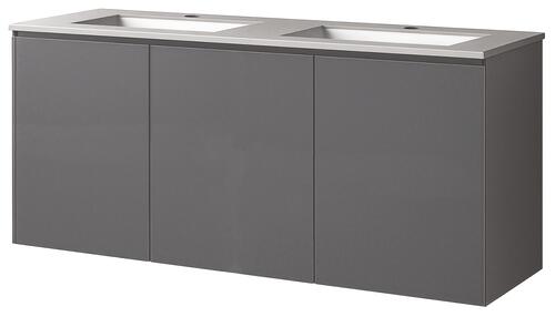 Meuble MILAN à suspendre 3 portes 120 cm gris avec miroir