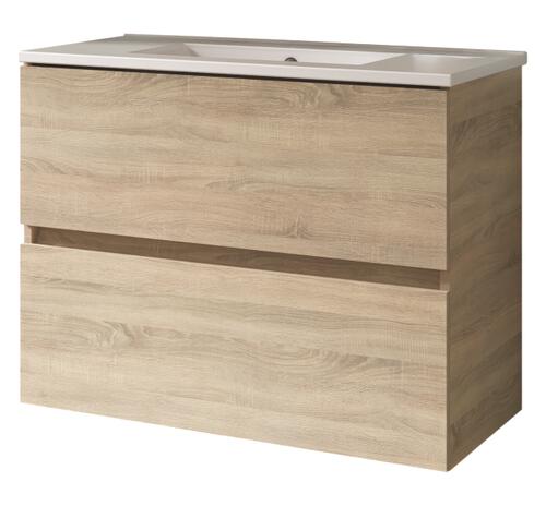 Meuble MILAN à suspendre 2 tiroirs 60 cm bois avec miroir ONDEE 402119722
