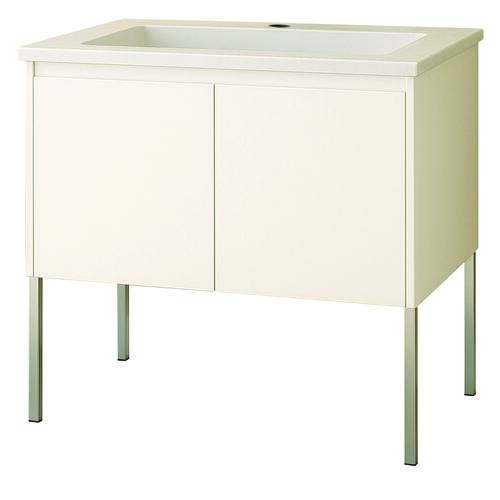 Meuble MILAN à poser 2 portes 80 cm blanc avec miroir