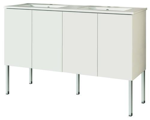 Meuble MILAN à poser 4 portes 120 cm blanc avec miroir