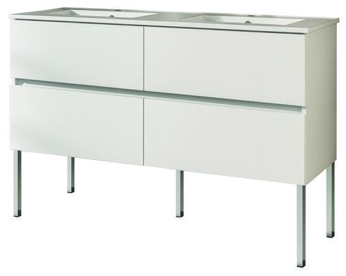 Meuble MILAN à poser 4 tiroirs 120 cm blanc avec miroir