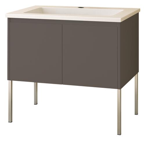 Meuble MILAN à poser 2 portes 80 cm gris avec miroir