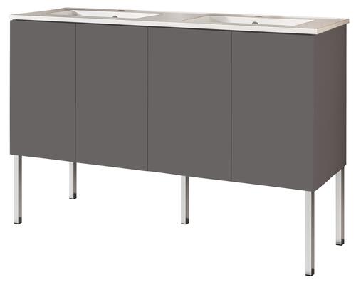 Meuble MILAN à poser 2 portes 120 cm gris avec miroir