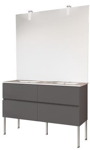 Meuble MILAN à poser 4 tiroirs 120 cm gris avec miroir ONDEE 402119740
