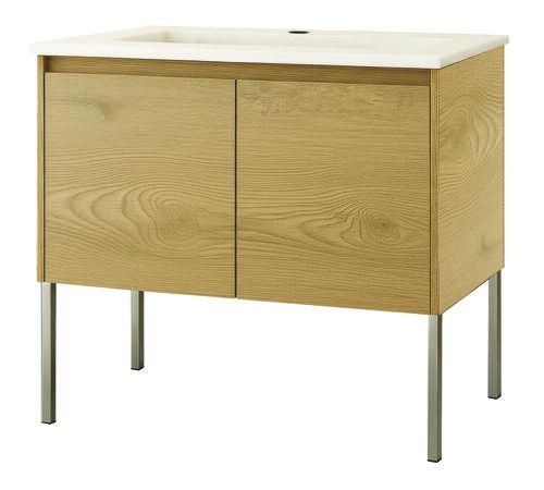 Meuble MILAN à poser 2 portes 60 cm bois avec miroir