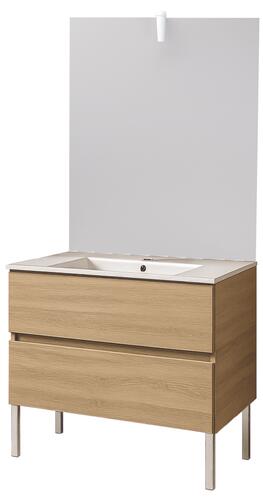 Meuble MILAN à poser 2 tiroirs 80 cm bois avec miroir ONDEE 402119747
