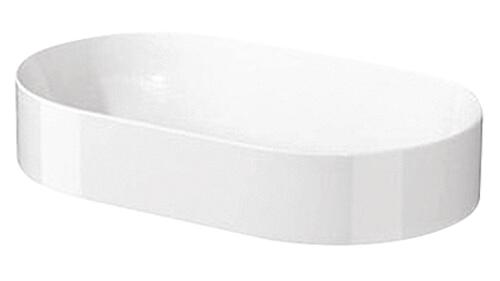 Vasque à poser semi encastree ovale 60x35x11 cm blanche