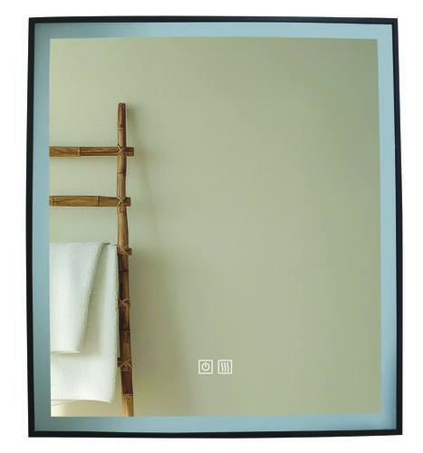 Miroir LED Seville 60X60cm contours aluminium noir 