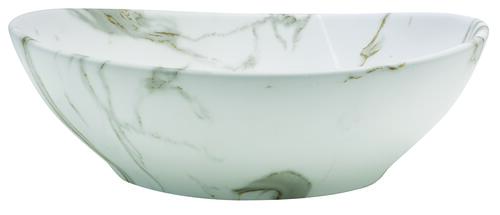 Vasque à poser céramique ovale marbre blanc - PALMA