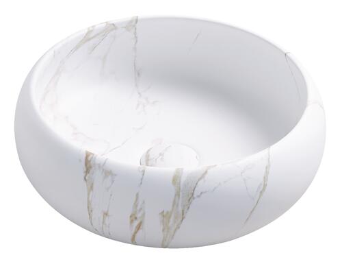 Vasque à poser céramique ronde marbre blanc - BILBAO