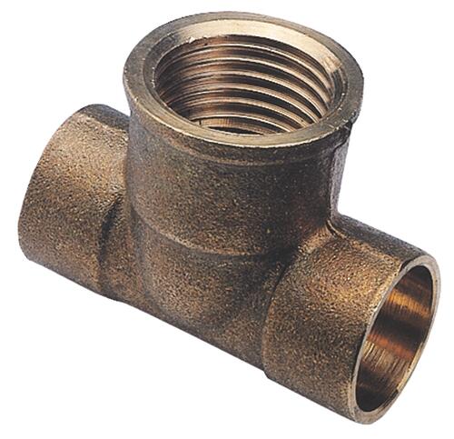 Té droit laiton femelle au centre et à souder cuivre ø22-15/21 - 130GC