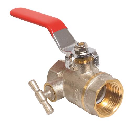 Vanne à sphère double femelle à purge 20/27 à manette plate