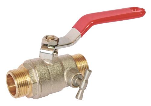 Vanne à sphère double mâle 26/34 à purge V490 à manette plate