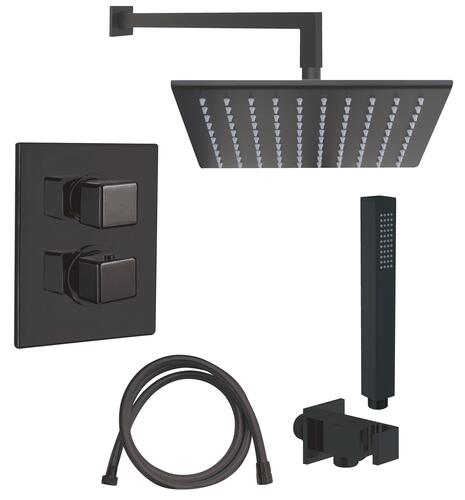 Pack thermostatique de douche à encastrer noir mat Fact'Ory 