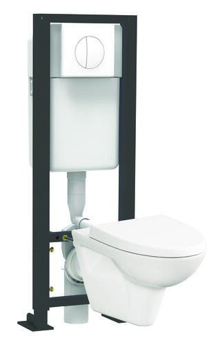 Bâti-support WC autoportant 3/6 litres avec plaque de commande et cuvette sans bride