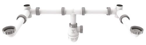 Tubulure gain d'espace bi-matiere pour raccordement 2 vasques - VALENTIN