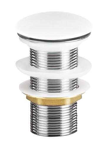 Bonde céramique clic-clac pour vasque blanche brillante