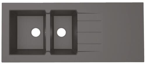 Évier à poser résine de synthèse 140cm 2 cuves noir pailletté
