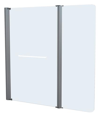 Pare-baignoire 2 volets 140x120cm verre trempe dépoli