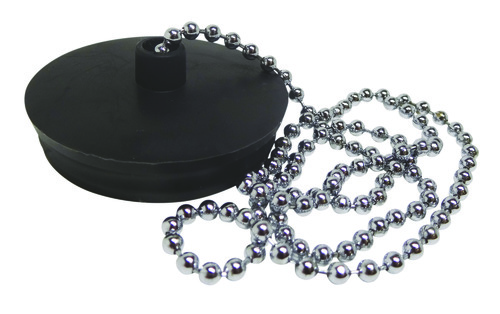 Bouchon De Baignoire Universel 42-46 Mm Avec Chaîne Perles Argentée 40 Cm