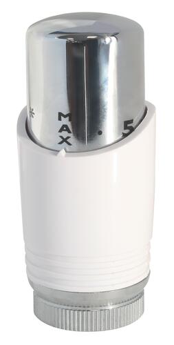Tête thermostatique design pour sèche-serviettes blanc-chrome