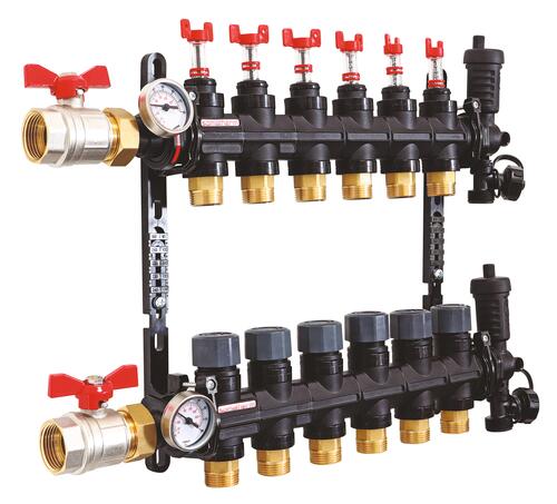 Collecteur PCBT avec vannes 6 départs en matériau de synthèse