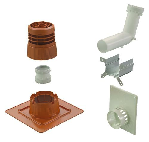 Kit 2en1 Chemilux 80/125mm ocre chaudière type B pour entrées murale ou plafond - UBBINK