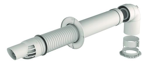 Terminal Horizontal Rolux Renofit avec coude 60/100mm-60/100mm chaudière type C - UBBINK