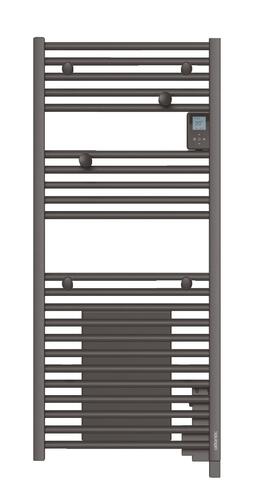 Radiateur sèche-serviettes électrique avec soufflerie Doris étroit anthracite 1500W - ATLANTIC