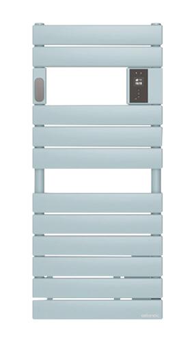 Radiateur sèche-serviettes électrique avec soufflerie Adelis étroit 1500W vert d'eau - ATLANTIC