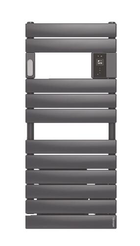 Radiateur sèche-serviettes électrique avec soufflerie Adelis étroit 1500W graphite - ATLANTIC