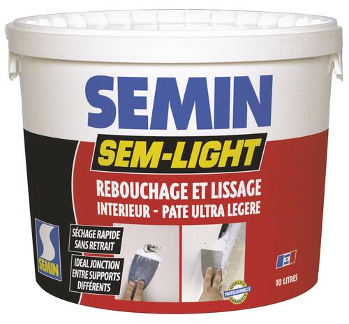Enduit de rebouchage et lissage en pâte Sem-Light 10 litres - SEMIN