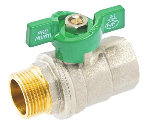 Vanne à sphère NF mâle femelle 12/17 à manette papillon