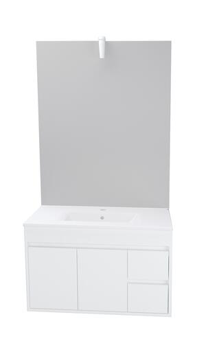 Meuble à suspendre 80cm lumpur miroir affleurant