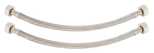 Lot de 2 flexibles sanitaire 2 écrous tournants femelle 15/21 - Longueur 300mm DN8