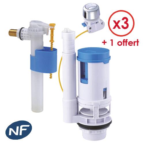 Pack 3+1 mécanismes complets à câble avec robinet latéral