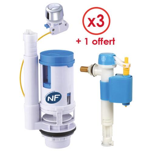 Pack 3+1 mécanismes complets à câble avec robinet réversible