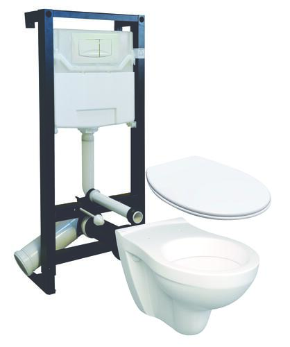 Pack WC suspendu universel complet avec cuvette et plaque de commande