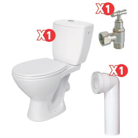 Pack WC double commande avec pipe et robinet ROLF BY AYOR PACK551