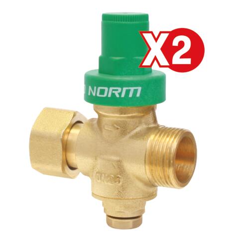 Lot de 2 Réducteurs de pression à piston mâle écrou tournant 20/27 PRONORM BY AYOR PACK78