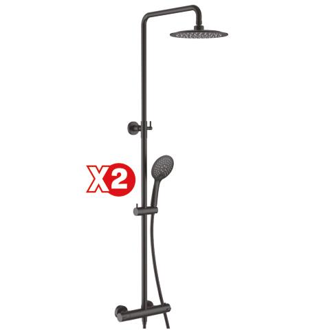 Pack de 2 colonnes thermostatiques téléscopiques corps froid Calip'so noires ROLF BY AYOR PACKCOLONNE2