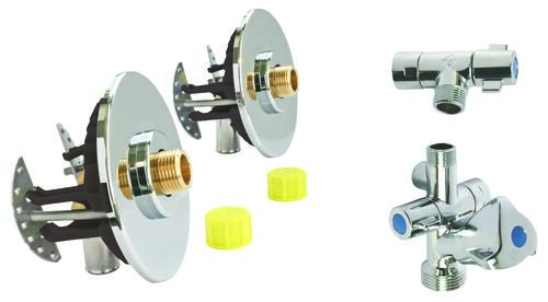 Kit FIXOPLAC sous évier avec robinets / Raccords coudés - PER à sertir ø12 M12/17
