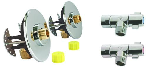 Kit FIXOPLAC sous lavabo avec robinets / Raccords coudés - PER à compression ø12 M12/17