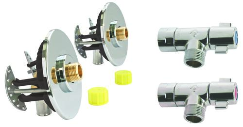 Kit FIXOPLAC sous lavabo avec robinets / Raccords coudés - PER à sertir ø12 M12/17