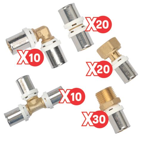 Pack de 90 raccords multicouche à sertir ø16 FIXOMULTIX BY AYOR PACKMULTICOUCHE