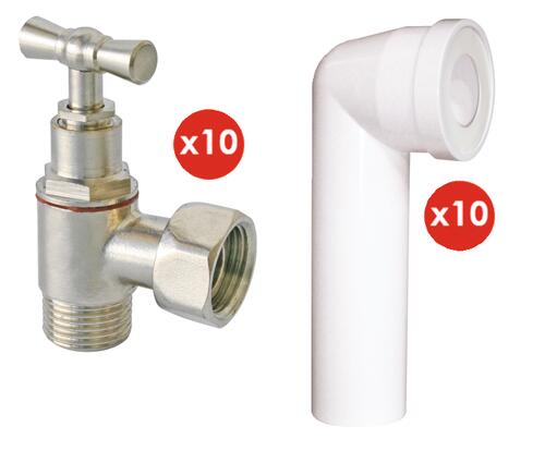 Lot de 10 robinets arrêt WC + Pipes WC ONDEE PACKWC1