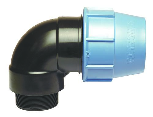 Coude plastique mâle à serrage extérieur PE ø40-33/42