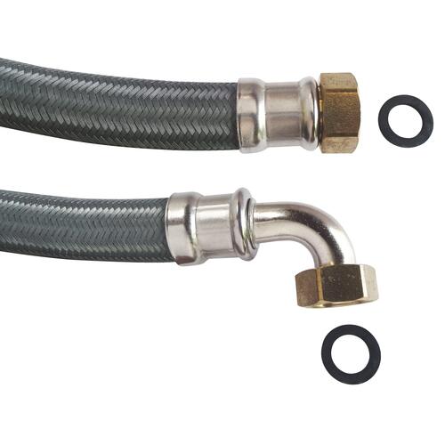 Flexible chauffage coudé 700mm ø25 à 2 écrous tournants 26/34